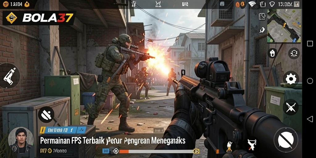 Tampilan gameplay mendebarkan dalam <strong>BOLA37</strong>, aksi tembak-menembak yang intens.