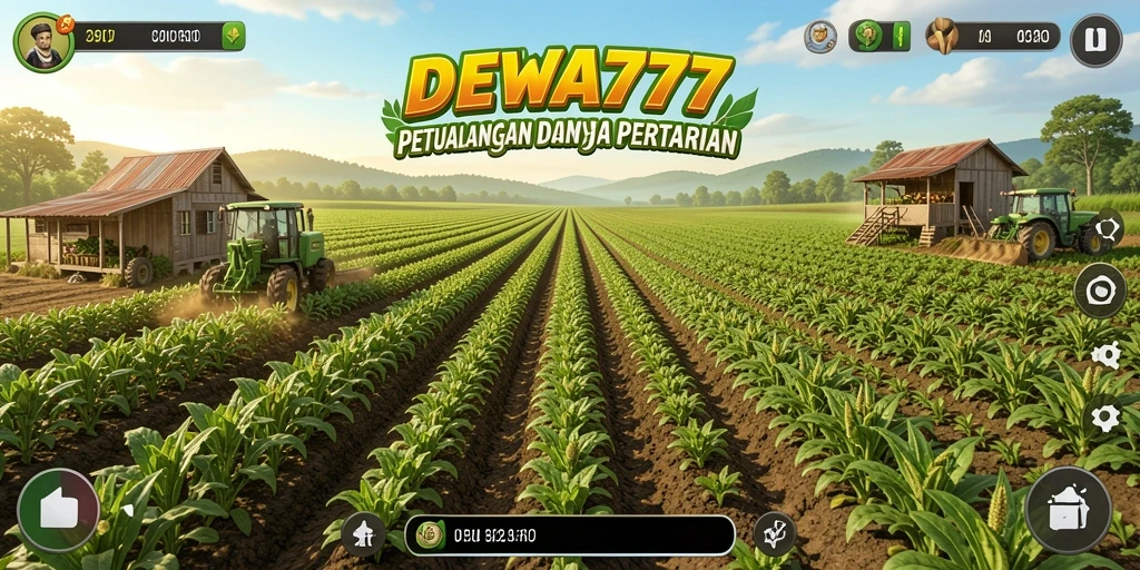 Tampilan gameplay DEWA777 dengan suasana pertanian yang indah.