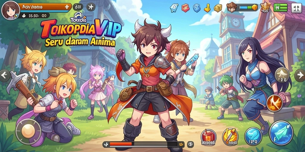 Screenshot utama menunjukkan aksi seru dalam game Anime.
